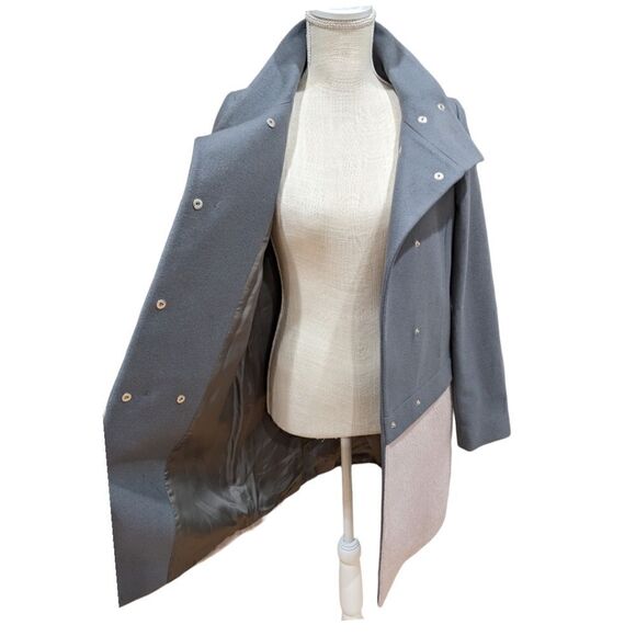 Patrizia Pepe Firenze Women's Color Block Grey & Tan Wool & Lama Coat Size EU 42 - Picture 8 of 12